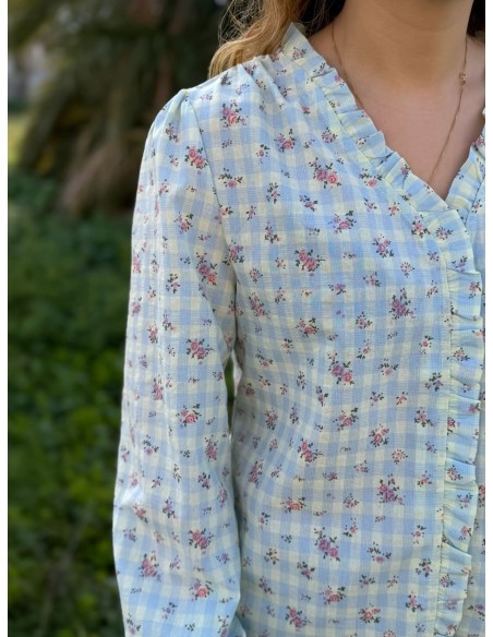 Camisa Cuadros Flores