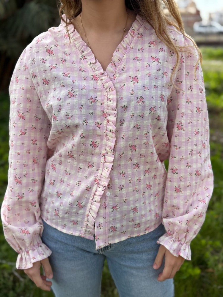 Camisa Cuadros Flores