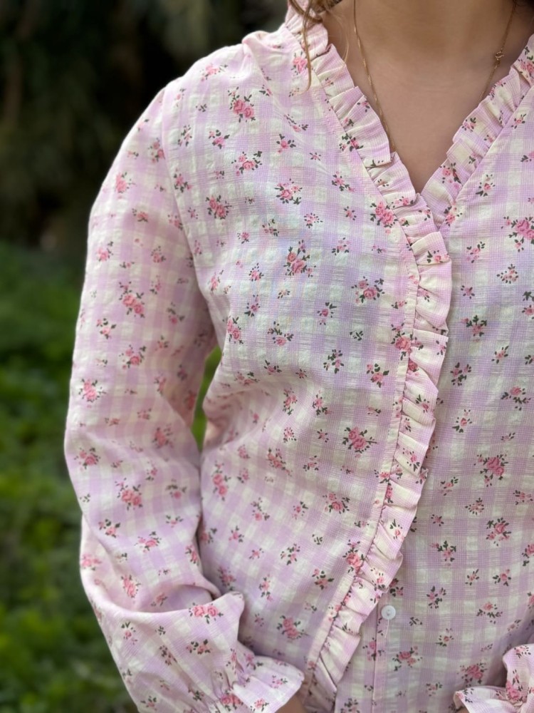 Camisa Cuadros Flores