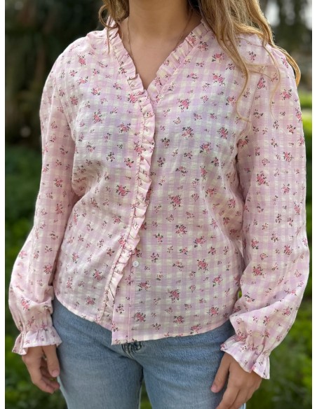 Camisa Cuadros Flores
