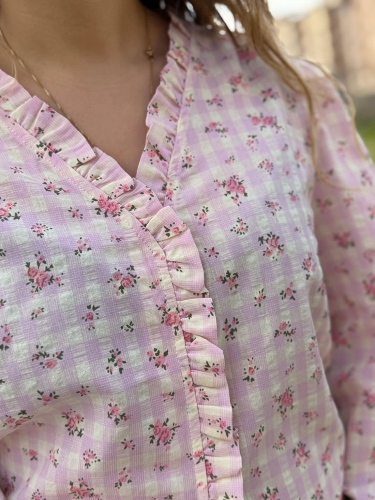 Camisa Cuadros Flores