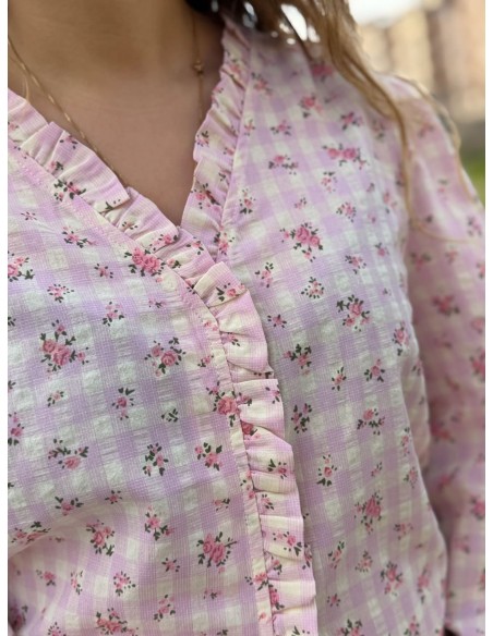 Camisa Cuadros Flores