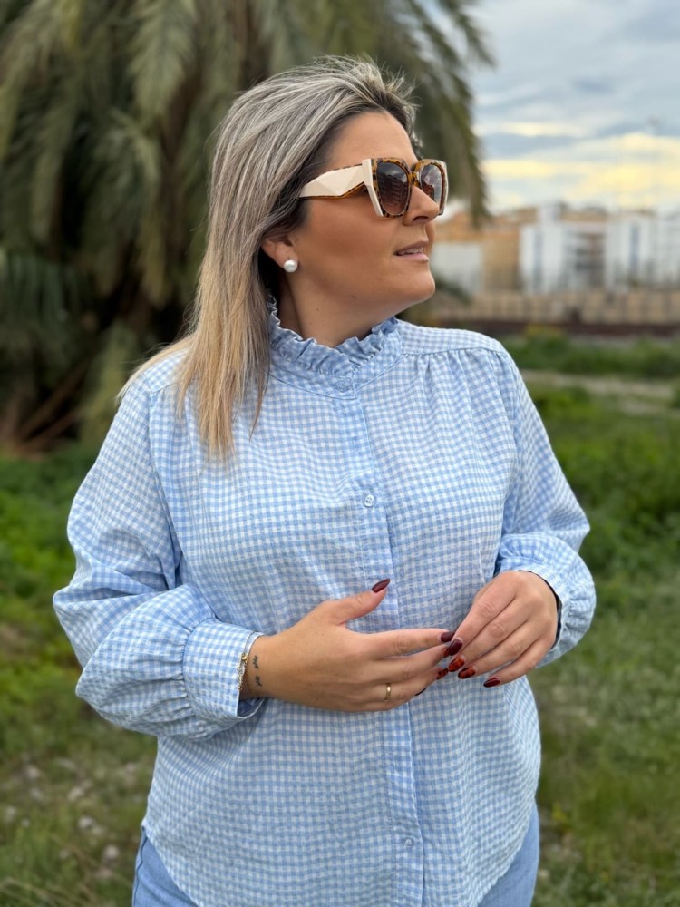 Camisa Vichy Volante Azul