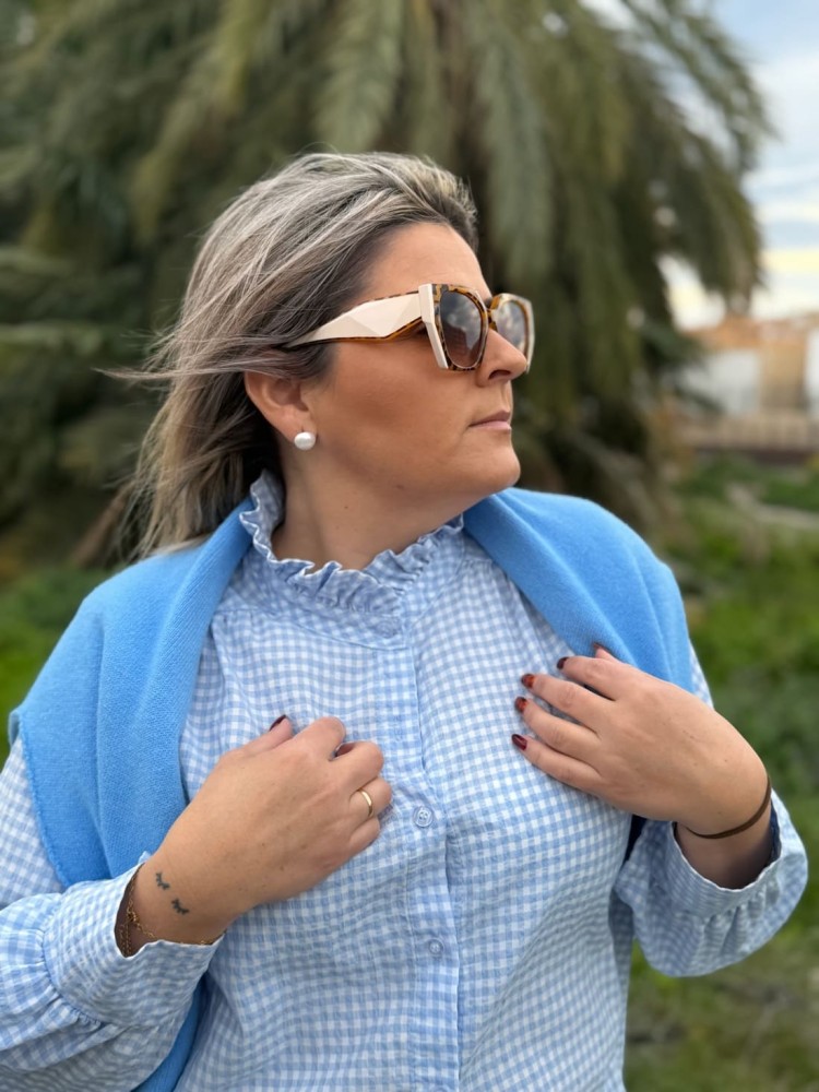 Camisa Vichy Volante Azul