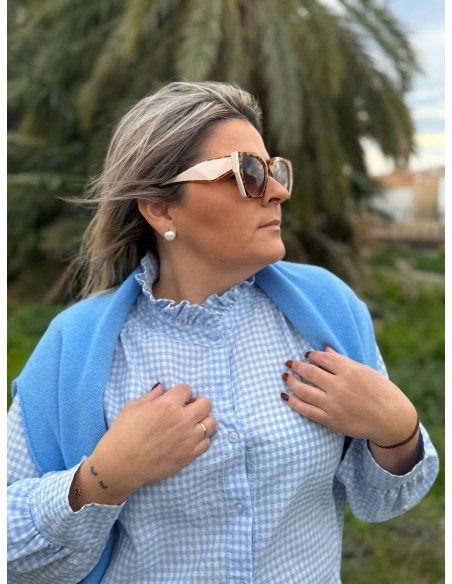 Camisa Vichy Volante Azul