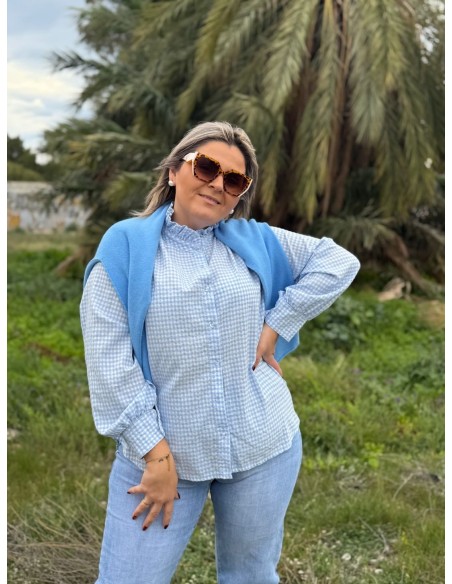 Camisa Vichy Volante Azul