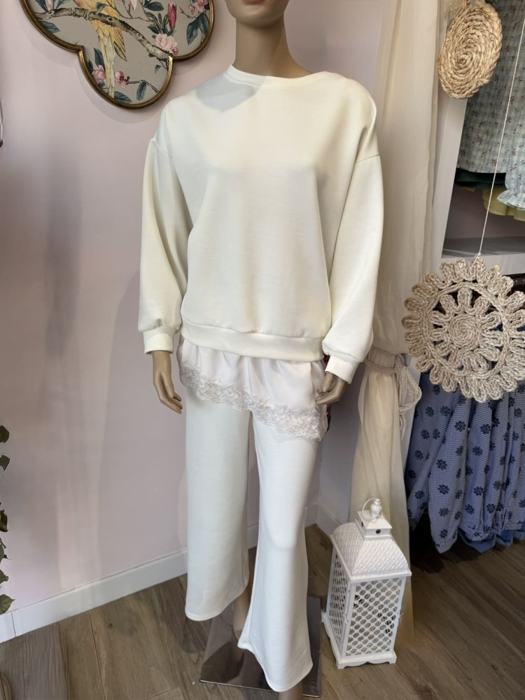 Conjunto Puntilla Blanco Roto