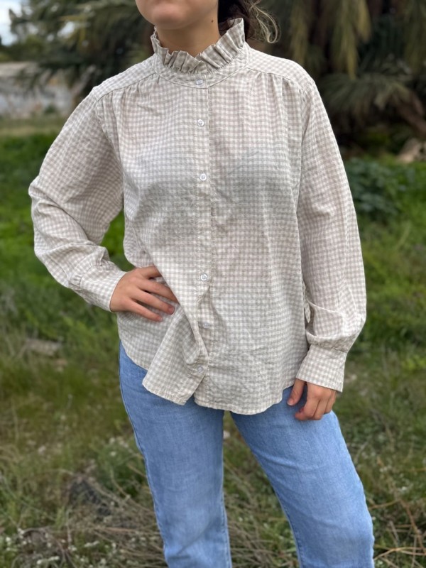 Camisa Vichy Volante Camel