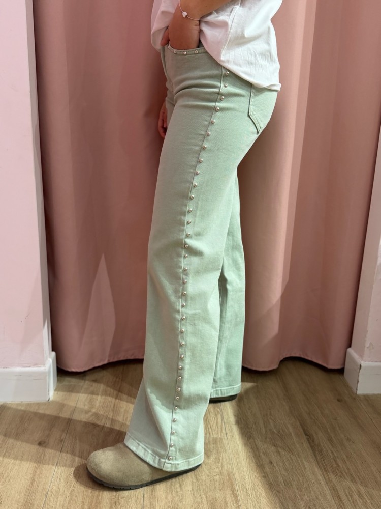 Pantalón Tachuelas Verde Agua