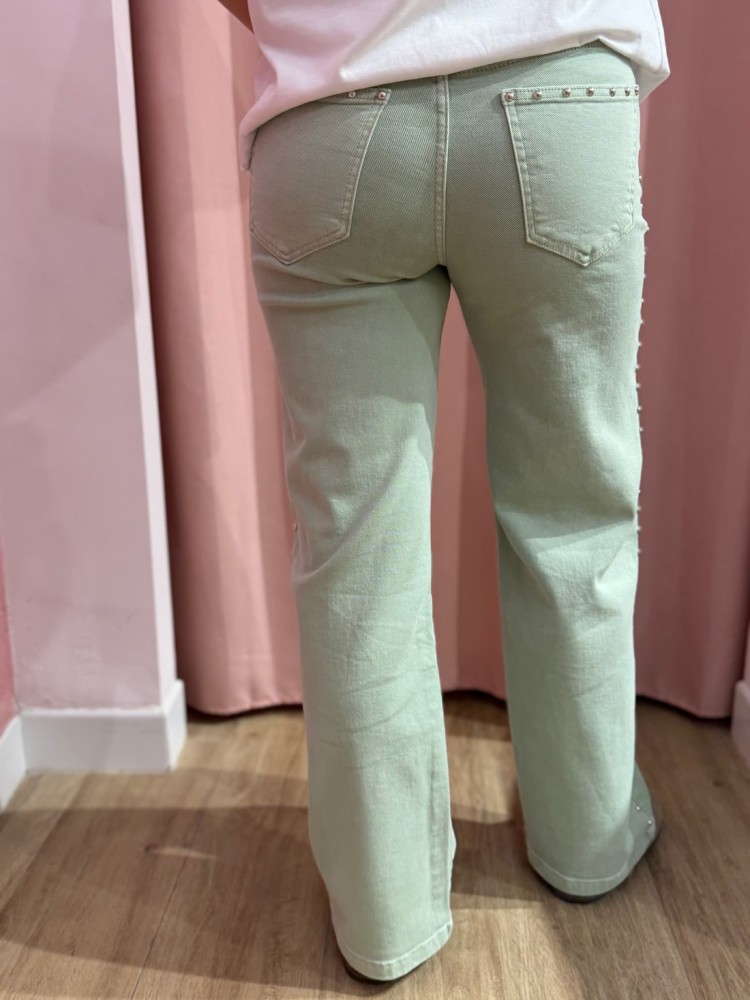 Pantalón Tachuelas Verde Agua